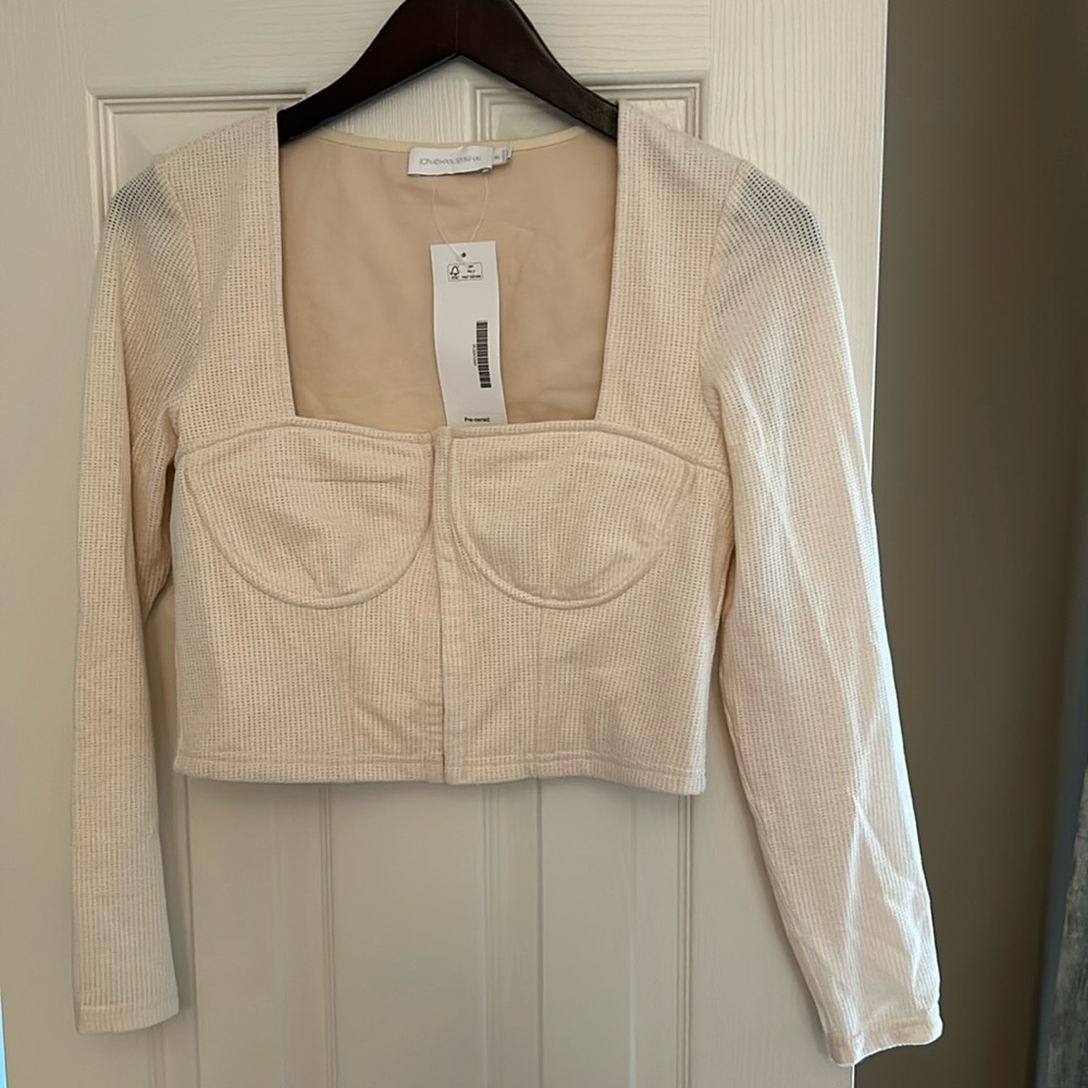 Jonathan Simkhai Cropped Square Neck Corset Top